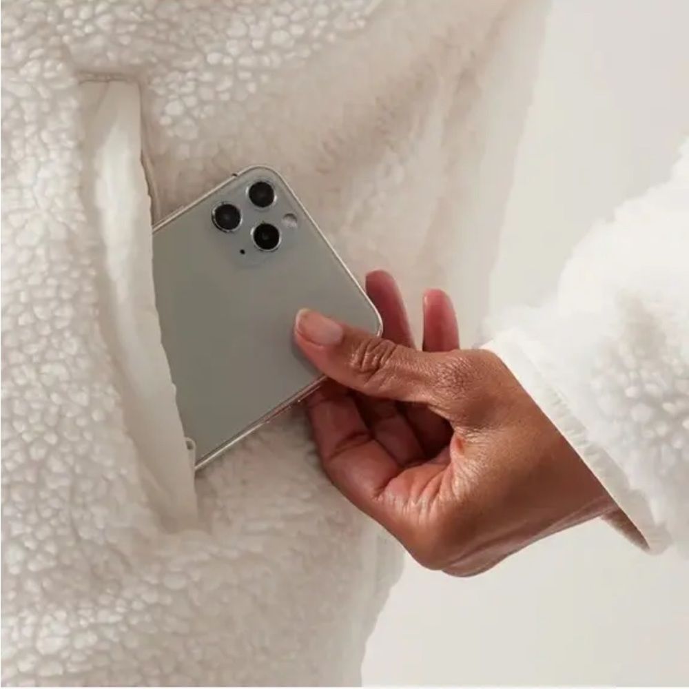 Athleta Cozy Sherpa Snap Sweatshirt // Magnolia White - Picture 3 of 6